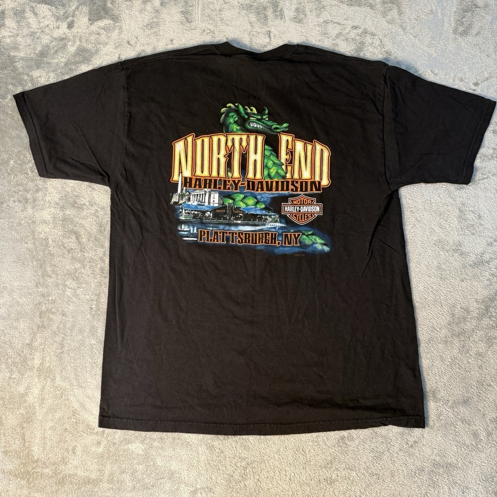 Vintage 2007 Harley Davidson Plattsburgh NY T Shirt Mens XL Black Old Dudes - Picture 2 of 8